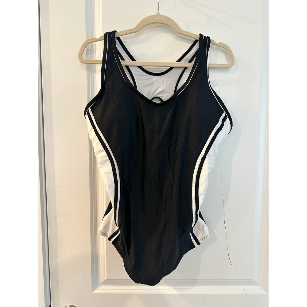 NEW One Piece Swimsuit Black Racer Back Tank Size XL